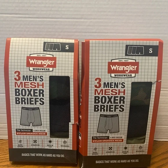Wrangler 2packs of 3 total of 6 Mesh Boxer Briefs Premium Comfort size Small - Picture 2 of 7